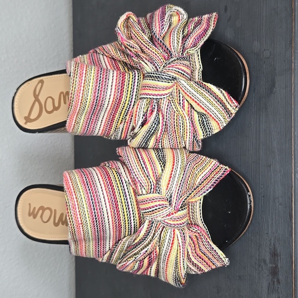 Sam Edelman Yumi Multi Color Bow Slide Heel Sandal Size 7 - Picture 6 of 11